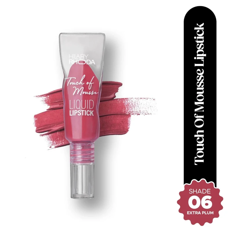 Hilary Rhoda Touch Of Mousse Lipstick | Matte Finish & Long Lasting | Infused with Vitamin E | Weightless & Mousse Finish | Smudge & Waterproof | Vegan - 5ml (Extra Plum - Shade 06) - Thumbnail 3